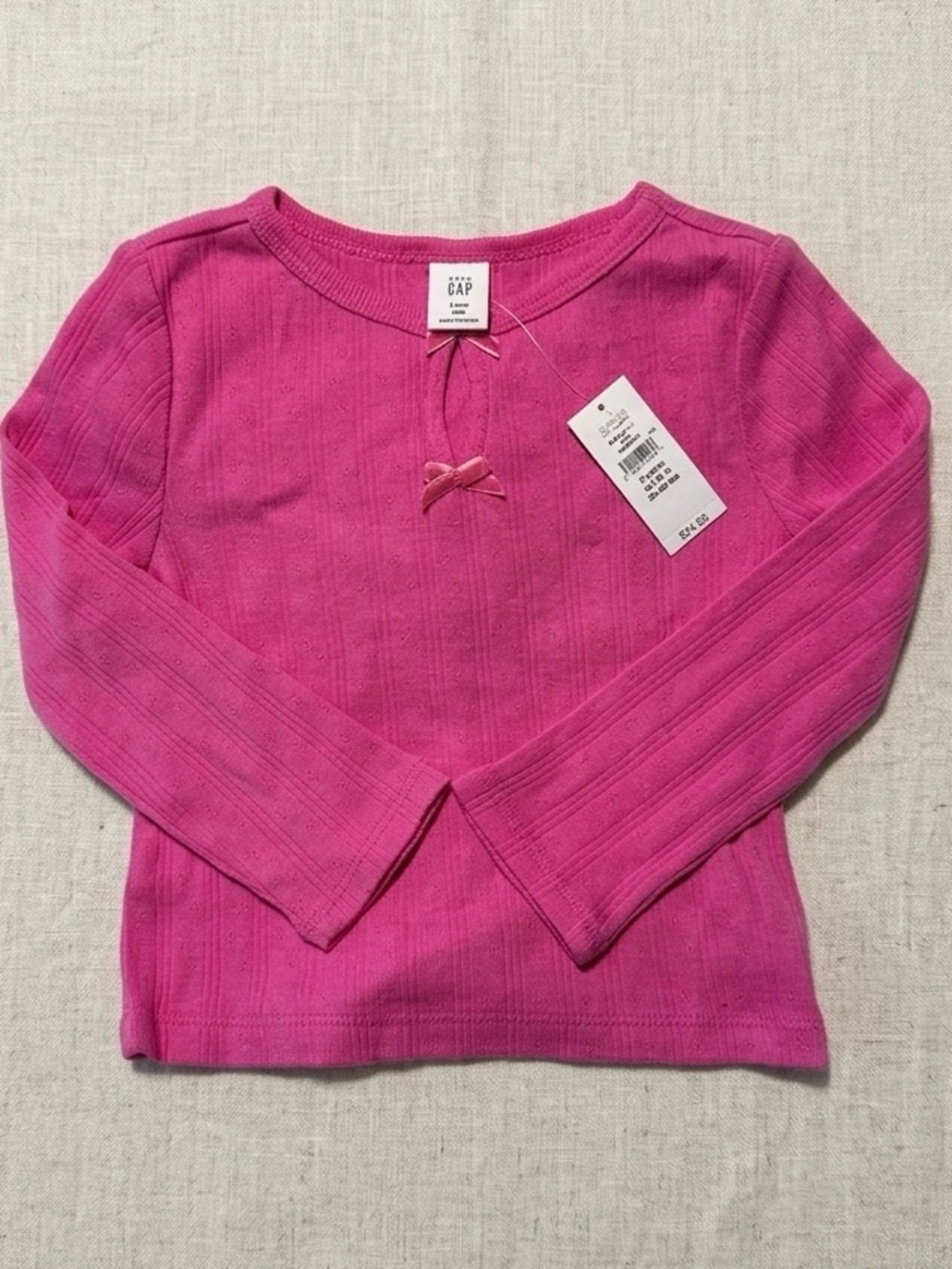 NEW! Baby Gap Bright Pink Knit Long-Sleeve Keyhole Top